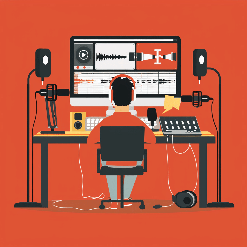 An illustration of a podcast production timeline highlighting various stages from content creation to editing for different episode lengths.