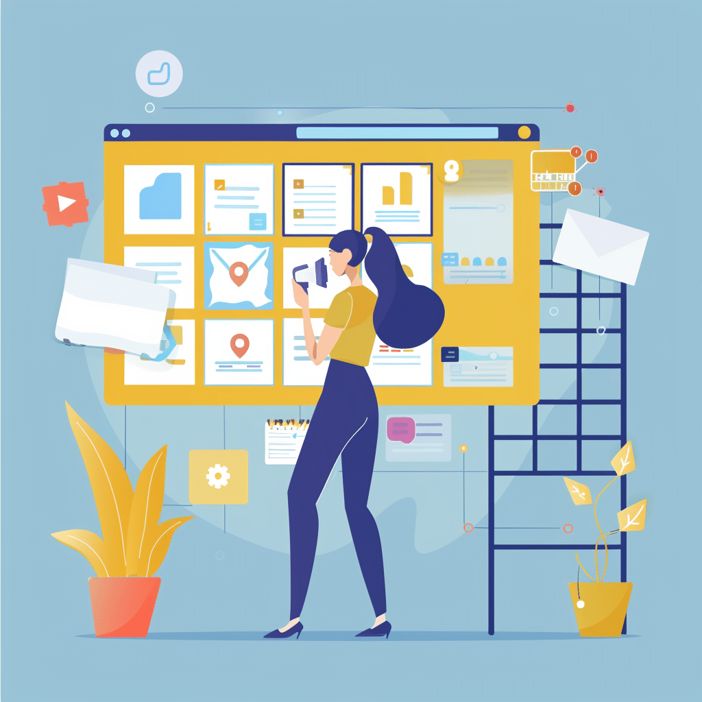 An illustration of the social media post creation process for podcast content, showing planning and scheduling.