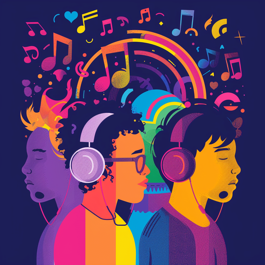 Symbols of diversity, accessibility, and community engagement illustrating inclusivity in Gen Z podcasts.