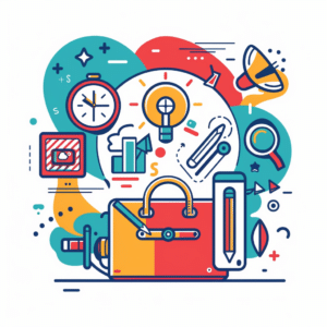 The importance of knowing your audience in content marketing, depicted with target audience icons, briefcase, and communication symbols.