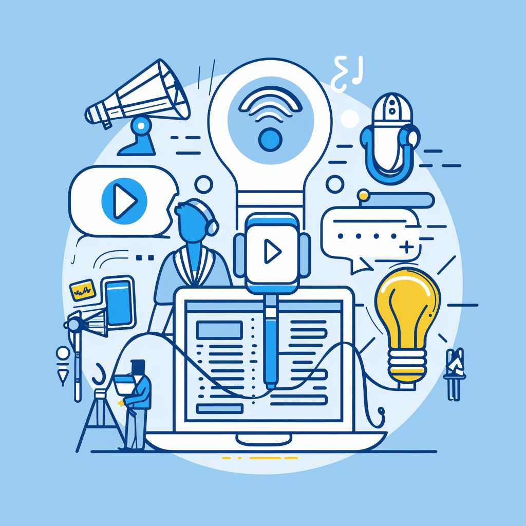 The importance of in-depth analysis for podcasts, illustrated with a report, magnifying glass, and microphone.