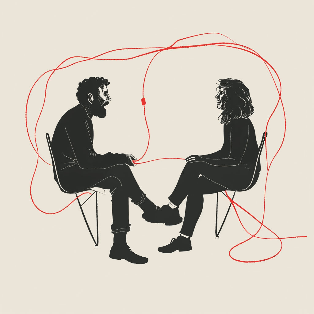 A podcast interview where the "red thread" enhances conversation flow.