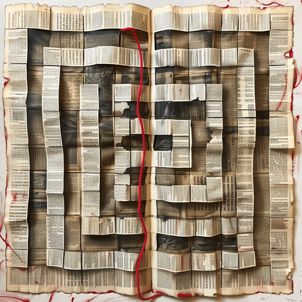 A podcast studio with a storyboard showcasing the "red thread" concept.