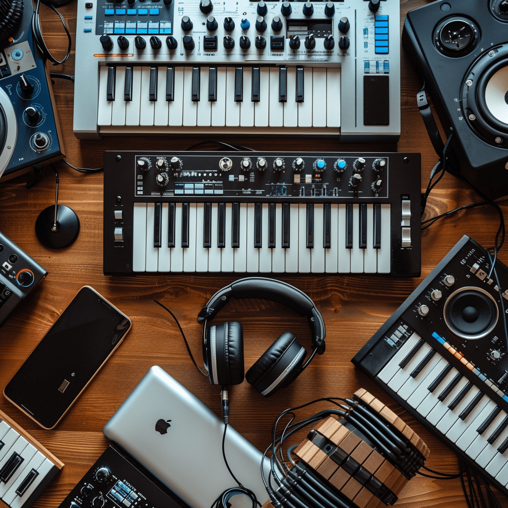 Image depicting the process of securing exclusive music rights or commissioning original music for a podcast.
