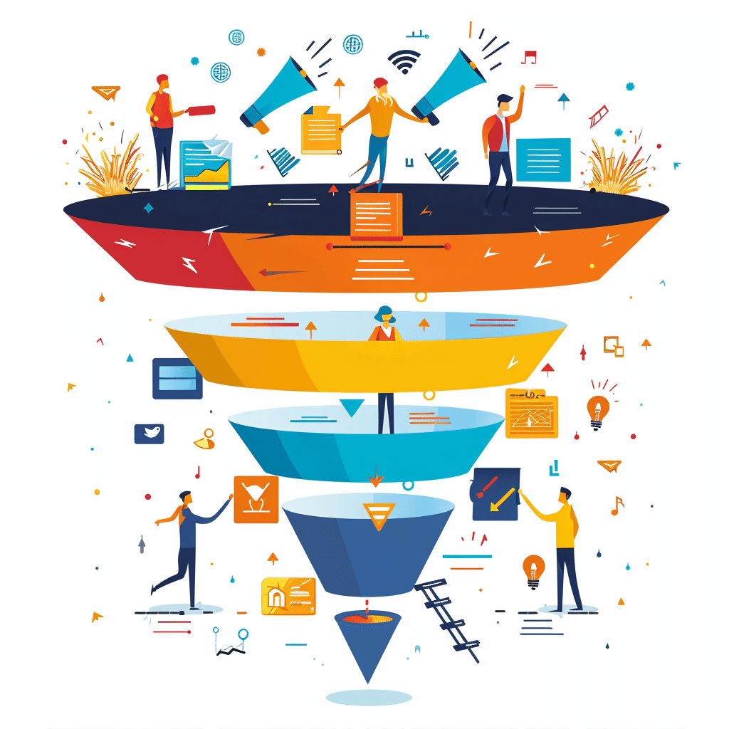 Marketing funnel showing listeners progressing from awareness to loyalty, influenced by reciprocity in marketing.