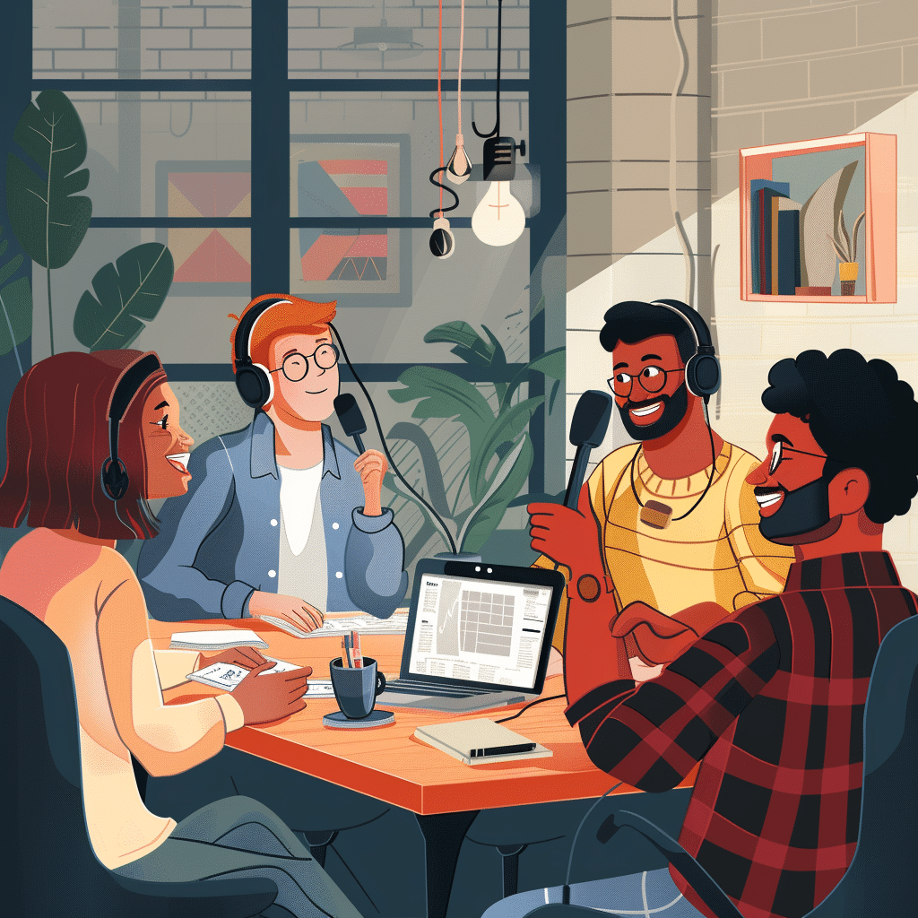 Live podcast session engaging online listeners