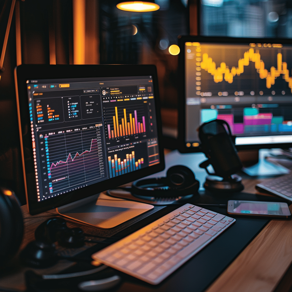 An analytics dashboard displaying key metrics for measuring podcast success in the B2B space.